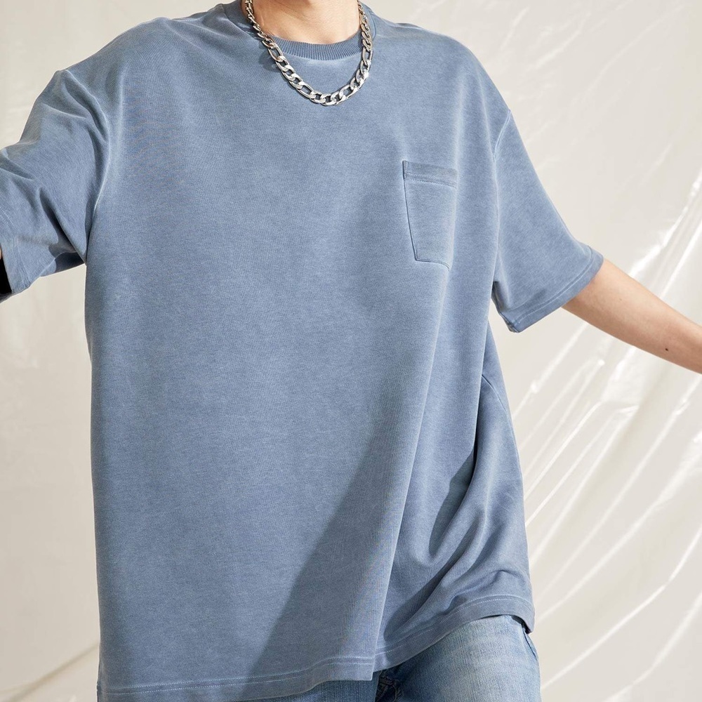 Blue Oversize Fit Short Sleeve Crew Neck Shirt Size XL